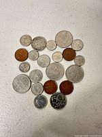 Overview of approx. 23 Norwegian coins various denominations