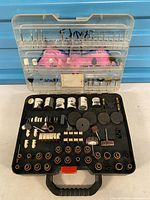 Closed case showing accessory arrangement in both compartments