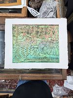Full view of unframed Ruth Leaf woodblock print on paper