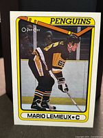 Front of Mario Lemieux 1990-91 O-Pee-Chee card