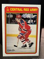 Front of 1990-91 O-Pee-Chee Sergei Fedorov rookie card showing player image and Central Red Army text