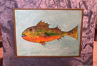 Full view of mounted watercolour fish painting