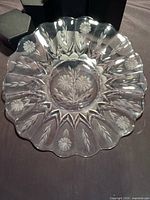 Top view of 13 in scalloped Corn Flower plate