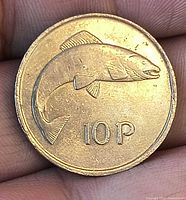 Reverse side with salmon and 10p