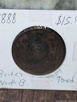 Obverse of 1888 British North Borneo one cent coin in 2x2 flip