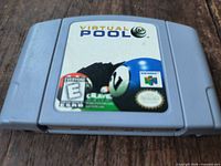 Front of Virtual Pool N64 cartridge showing label and ESRB E rating