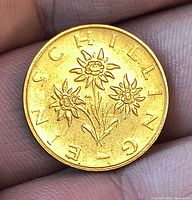 Reverse with edelweiss flowers and partial lettering