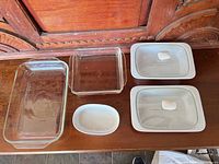 Top view of all glass and ceramic bakeware pieces