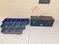 toolbox and plastic bins full lot overview