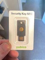 Front of sealed Yubico YubiKey Security Key NFC package