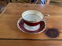 Teacup on saucer showing overall design