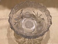 Top view showing entire bowl, pattern and scalloped edge