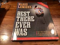 Front cover showing title, image of Mario Lemieux, and feature blurbs