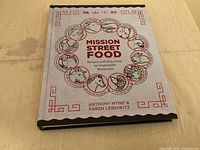 Front cover of cookbook with title and graphics visible