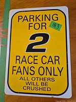 Front view of entire sign showing text and color