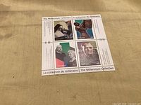 Front of souvenir sheet showing four stamps and bilingual border text