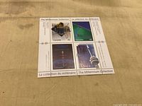 Front of mint pane showing four 46¢ Millennium Collection stamps with bilingual selvedge