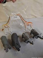 Group shot of all six animal figurines