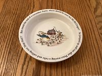 Top view of Wedgwood Peter Rabbit porringer bowl showing illustration and rim quotation