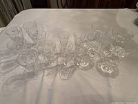 Front and side view of all crystal stemware on table