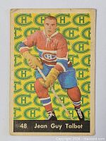 Front view of Jean Guy Talbot card showing image, card number 48 and player name