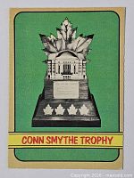 Front of Conn Smythe Trophy card with green background