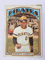 Front view of the 1972 Topps Roberto Clemente card showing overall wear