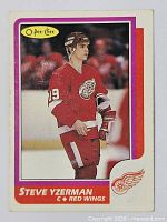 Front of 1986-87 O-Pee-Chee Steve Yzerman trading card