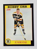 Front of 1992 Score Bobby Orr Junior Star insert card