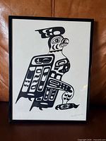 Front view of framed eagle artwork