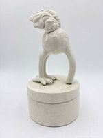 front view of ceramic ostrich trinket box assembled