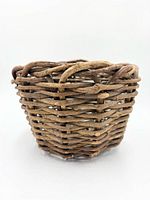 Front view of grapevine basket showing thick weave