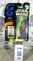 Front of sealed Star Wars POTF Hoth Chewbacca figure with Flashback Photo insert