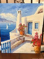 Front view of the signed oil on canvas seascape painting by Antoine