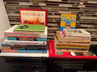 Overall view showing full assortment of books in two stacks