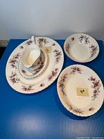 All five Royal Albert Lavender Rose pieces grouped