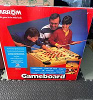 Front of Carrom Gameboard box showing product and branding