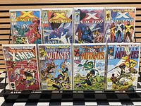 X-Factor 24-26, Uncanny X-Men 225-226, New Mutants 59-61 displayed bagged and boarded on rack