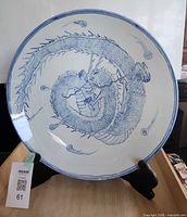 Full view of porcelain plate on stand
