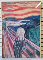 Full view of framed print showing art, frame and size reference