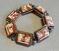 Full view of seven-panel shell cameo bracelet in 800 silver