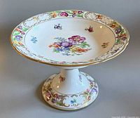 Top angled view showing full compote and pattern details