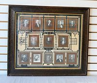 Full view of framed collage showing all portrait photographs and decorative mount