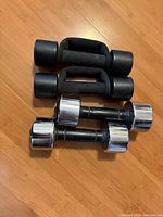 Top view showing both pairs of dumbbells