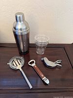 Full view of all bar tools on tray