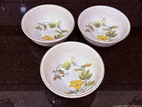 Three matching JEPCOR Botanical Garden bowls top view