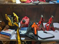 All automotive items arranged on table