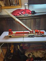 Entire fire truck with ladder fully extended