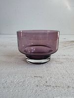front view of purple glass pedestal bowl