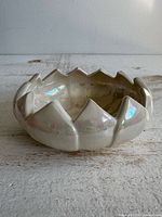 Top-side view of entire lotus bowl showing form and glaze